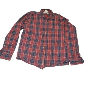 H&M L.O.G.G Plaid Button down size Fitted red blue Large